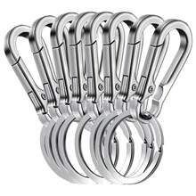 4 piezas Mosquetón de acero inoxidable, Mosquetón de 2.76 pulgadas con anillo para llaves, Clip de resorte resistente, Adecuado para hombres, Regalo ideal