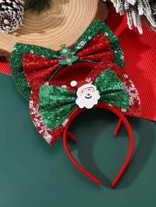 1pc/2pcs Women's Christmas Headband With Glittery Double Bow, Santa Claus & Christmas Tree Design, Suitable For Party, Christmas, Holiday Decoration ,Beauty ,Hair Band ,Diadema ,Hair Hoop