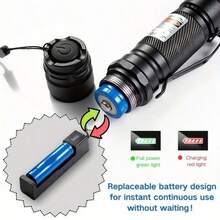 Tactical Flashlight With Laser Pointer, Portable Design, Adjustable Focus, Multi-Mode USB Rechargeable Lithium Polymer Battery, Suitable For Both Indoor And Outdoor Use,  Grip Design, Textured Anti-Slip Handle, Rechargeable Flashlight