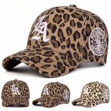 1pc Women Leopard Print LA Baseball Cap, Adjustable Outdoor Sun Protection Casual Hat, Suitable For Spring, Autumn Traveling, Beach Party