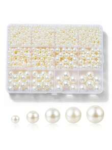 Pearl Beads Kit, Multiple Sizes Round Imitation Pearls Beads Kit For Jewelry Making, DIY Bracelet Earrings Necklaces Crafts, Friendship Birthday Gifts