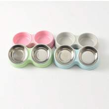 100ml Tazón de acero inoxidable de doble uso para mascotas, bebedero de agua para mascotas, tazón de plástico para perros y gatos - Multicolor - Ver 4