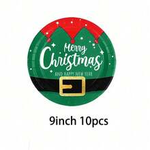 10 Stücke/40 Stücke 23cm Weihnachtsparty Pappteller Weihnachtsmann Schneemann Dessert Teller Weihnachtsparty Einwegteller für Weihnachten, Winterfeiertage, Essens-Küchen-Party Tischzubehör Weihnachtsdekoration - Verschiedenfarbig - Übersicht 8
