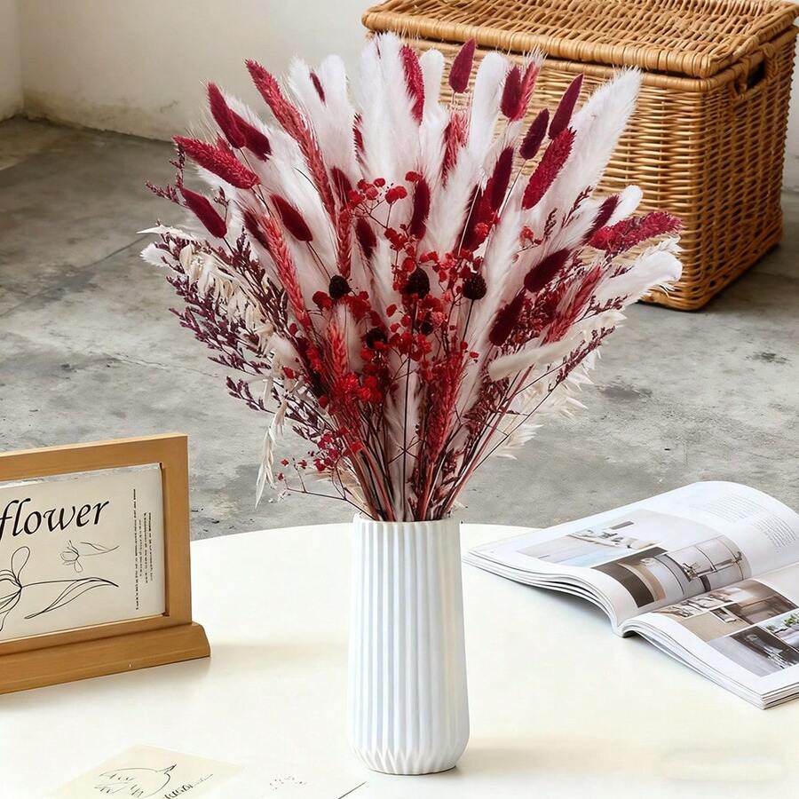 17inch 1bunch Boho Pastel Dried Flowers Bouquet A/B Styles Artificial Flowers Pampas Grass Decor Wedding Decorations Flower Bouquet Home Decor Bedroom Decor Christmas Decorations DIY Floral Arrangement Party Table Centerpiece Housewarming Gift For Couples Friends