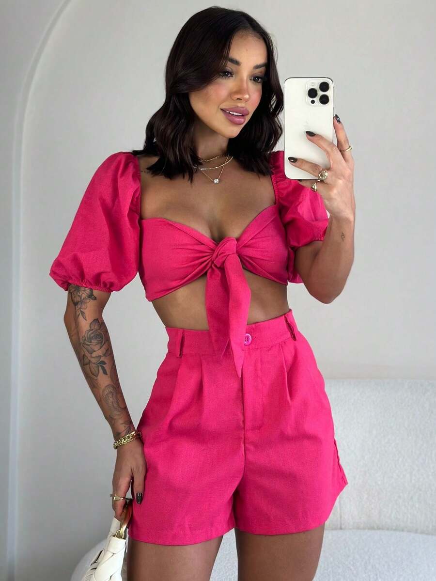 Women Two-Piece Outfits - 粉色 - 查看 1