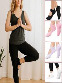 1/3/5 أزواج جوارب بيلاتس ويوجا مانعة للانزلاق للنساء، تصميم شبكي علوي، كعب مقوى، مناسبة للبيلاتس والباليه والرقص والتمارين حافي القدمين