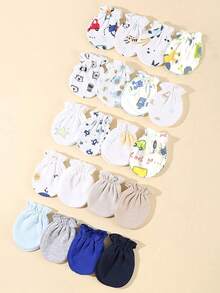 3 件装婴儿手套防抓手套婴幼儿柔软手套适合 0-12 个月男童女童 - 彩色 - 查看 8