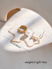 Nooxian 3 Stücke/Set Modeschmuck Gold, elegante Ohrringe mit kubischem Zirkonia & Kunstperle Tropfenform mit Metallkette Quaste, geeignet für den täglichen Gebrauch von Frauen