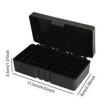 1PC 9mm 50 Round Ammo Storage Case Portable Outdoor Shooting Bullet Storage Box 9mm Submachine Case Universal Black Plastic Case Can Store