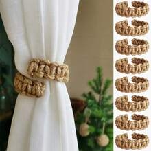 8-Piece Curtain Storage And Hand-Woven Hemp Rope Organization, Curtain Fixing Weaving Support, Decorative Rope Support, Suitable For Bedroom Home Decoration Accessories