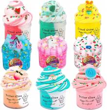 9 Pack Slime Kit Box Including Butter Cloud Slime Girls Boys, Party Favors Non-Sticky Stress Relief Toy Kids,Birthday,Party Gifts,Squeeze Toy - 9包裝史萊姆盒 - 查看 8