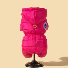 加厚保暖防风防雪宠物衣服，带帽连体衣，适合小型犬和猫