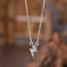 New Retro Bohemian Lightning Inlaid Pendant Necklace Niche Simple Item Jewelry - 黑色 - 查看 2