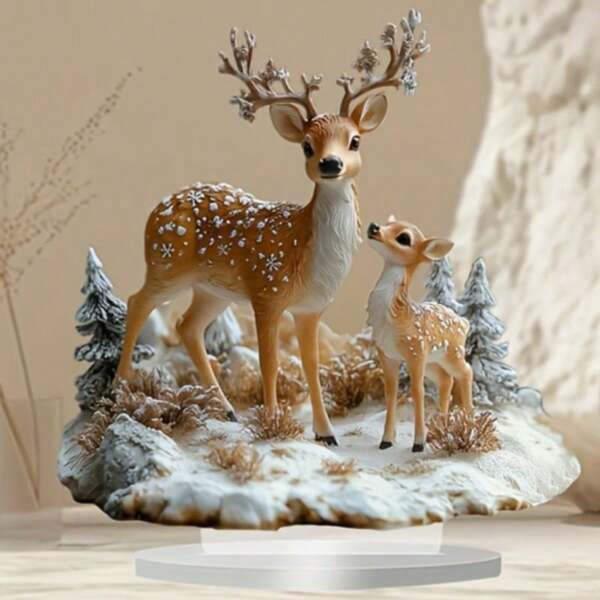 1 Stück MAHUNIYA Boho Acryl Rentier Figur, Weihnachtsthema Tischdekoration, vielseitiges Tier Ornament für Zuhause, Büro, Buchhandlung - perfektes Weihnachtsgeschenk