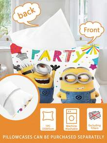 Minions 1/2 Peças Conjunto de Roupa de Cama com Tema Minions 3D: 1 Edredom Dupla Face + 1 Fronha Única Face, Padrão Cartoon, Decoração de Quarto Infantil, Cores Brilhantes, Design Divertido, Perfeito para Roupa de Cama Infantil, 100% Algodão, Macio e Respirável, Lavável na Máquina, Impressão 3D, 100% Poliéster, Durável, Fronhas 33 * 45