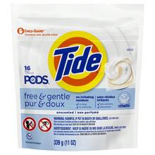 PODS Free And Gentle Liquid Laundry Detergent Pacs, Hypoallergenic, Unscented, 102 Count