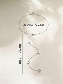 1pc Sexy Metallic Butterfly Back Chain Necklace - Elegant Body Jewelry, Suitable For Evening Parties And Beach Vacations