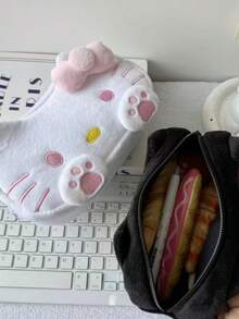 Sanrio 1 PC Sanrio Plush Pen Bag Cartoon Cute Storage Large Capacity High Beauty Hello Kitty Stationery Box Storage Bag Student