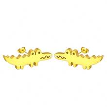 1 Pair Of Stainless Steel Earrings, Unicorn, Dinosaur And Small Animal Jewelry, Is An Ideal Birthday Gift For Ladies - Gold - View 6