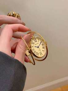1 pieza Reloj de pulsera vintage de lujo para mujer, de oro/plata pequeño. Reloj de cuarzo minimalista y elegante, adecuado para uso diario, regalo de cumpleaños