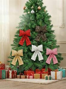 1Piece Oversized Christmas Sequin Bow, Suitable For Decorating The Staircase Railings Of Your Home Or The Christmas Tree, Adding More Joyous Atmosphere To Your Christmas Celebration Home Decor Christmas Decorations Room Decor Winter