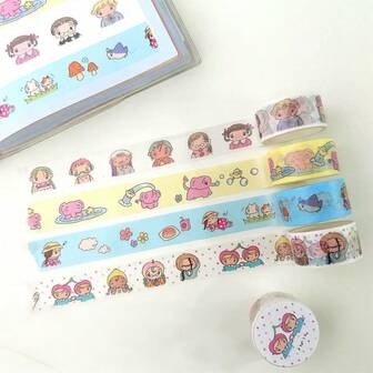1pc Cute Washi Tape, Adorable Kids & Animals Decorative Tape For Scrapbooking, Planner Decoration