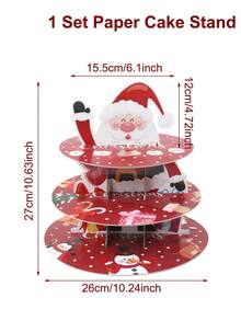 1 pièce Support à gâteau en papier de Noël, support à 3 niveaux de design Père Noël pour cupcakes, support de présentation pour desserts, plateau à gâteau/dessert pour la décoration de table de Noël, support à gâteau, assiettes à gâteau, support d'affichage de desserts, décorations de Noël pour la maison