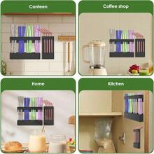 2 soportes magnéticos para pajitas para puerta de gabinete organizador de pajitas de gabinete contenedor de almacenamiento con adhesivo magnético de doble cara dispensador de pajitas reutilizables - A - Ver 7