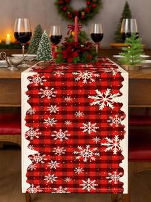 1 buc. Crăciun, alergător de masă, Moș Crăciun, om de zăpadă, ren, roșu, negru, bivol, carouri, fulg de zăpadă, poinsettia roșie, fructe de pădure, casă de vacanță, bucătărie, restaurant, decorare de masă, alergător de masă