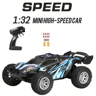 1:32 比例遥控车，最高速度 12.4 英里/小时/20 公里/小时，2.4Ghz 高速全地形越野电动玩具车，是送给男孩和女孩、生日、节日的理想礼物