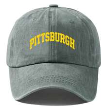 Suitable For Men And Women Interesting Hat Pittsburgh Yellow Text On Black Cap Patterned Hat - Dark Grey - View 2