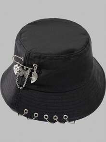 DareSee 蝴蝶与爱心装饰渔夫帽街头圣诞骷髅骨架情人节音乐节Y2K节返校季秋季圣诞节冬季圣诞节礼物 - 黑色 - 查看 2