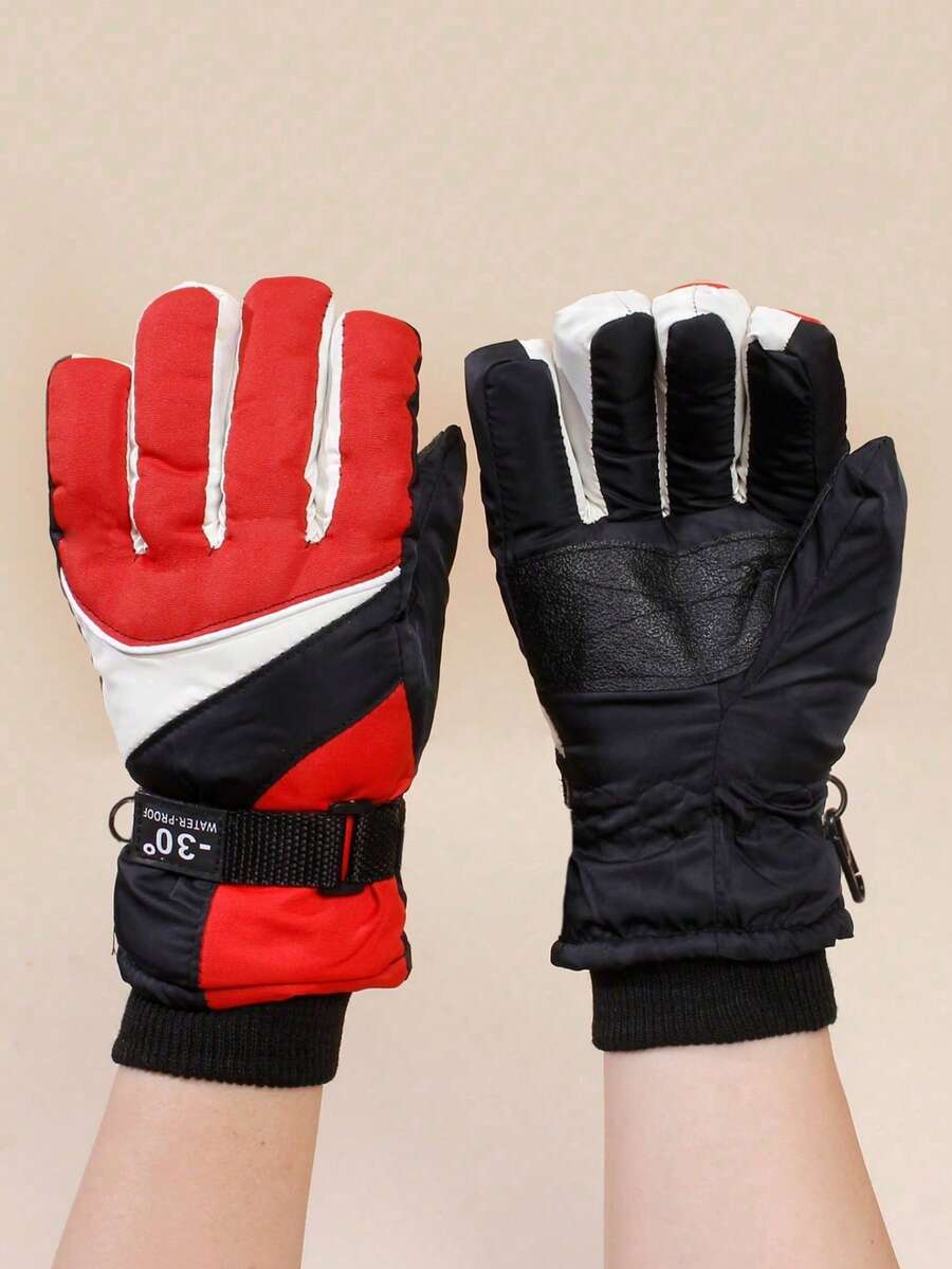 1 par de guantes de esquí cálidos y antideslizantes para niños, adecuados para niños y niñas, deportes al aire libre, ciclismo, otoño/invierno