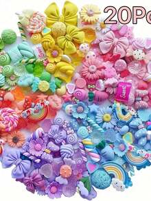 20pcs Mixed Resin Lollipop, Flower, Bow Cute Pendant Decoration Set, Summer Phone Case DIY Toy (Slight Imperfections Are Normal) - Màu sắc - Xem 5