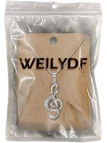 Music Note Pendant Necklace Cubic Zirconia Jewelry Women Girl Box Chain 18