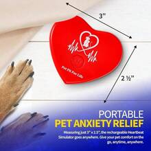 Simulador de latido cardaco recargable con para aliviar la ansiedad de mascotas y ayuda calmante para tu gato, gatito, perro y cachorro - Rojo - Ver 7