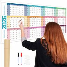 2026 Large Dry Erase Wall Calendar, Dry Erase Wall Planner Set (39.37" X 16.54"), 12 Month Yearly Jan-Dec Annual, Rolled Extra Thick Laminated Wall Calendar With Dry Wipe Pen & Adhesive Mounting Pads - L - View 1
