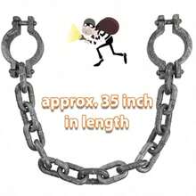 Halloween Plastic Wrist Shackles Prison Handcuffs Medieval Prisoner Costume Jail Shackles April Fools Day Trick Props With Chains - như hình ảnh - Xem 4