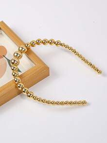 1pc Gold/Silver Small Ball Headband, Fashionable, Elegant, Versatile Hair Accessory For Casual, Work, Party, Holiday, Gift ,Hair Hair Hoop