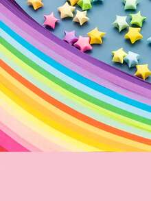 Colorful Gradient Star Origami Strips, Lucky Star Pentagram Paper, Kindergarten Handmade DIY Star Paper - Multicolor - View 6