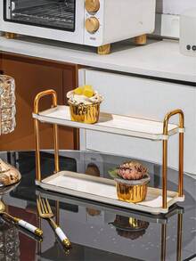 TWO-Tier Tray Decor, Fall Decorations For Home, Wedding Decorations Centerpiece, Food Display Stands For Desserts Snacks, Soporte Para Pastel, Adjustable Tiered Serving Tray For Kitchen, Dining Table, Party, Cake Stand, Modern Luxury Design With Handle For Home Use - 白色 - 查看 9