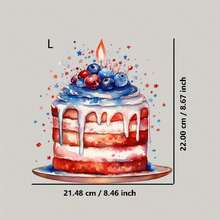 1pc/2pcs/3pcs Red And Blue Berry Birthday Cake Iron-On Stickers - Suitable For Heat Transfer On Custom Pillows, DTF DIY Clothing, Canvas Bags, T-Shirts, Backpacks, Jeans, And Sweatshirts.