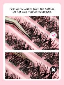 Asiteo 100pcs D-Curl Fluffy Cluster False Eyelashes, Thick & Dense Segmented False Eyelash Clusters, Thick & Dense False Eyelash Extensions - 黑色 - 查看 3