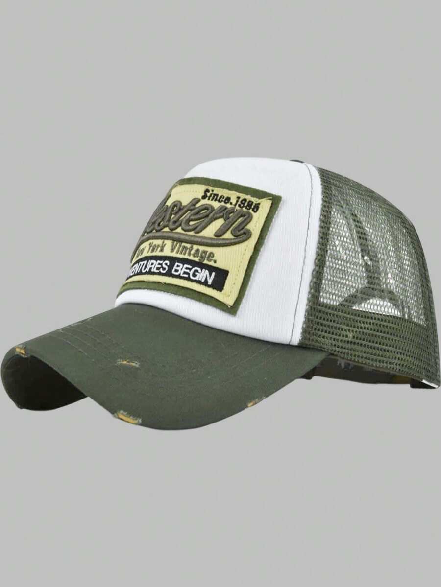 DareSee 字母刺绣棒球帽，西部风格刺绣网眼后扣帽，适合音乐节、Y2KFest、返校季、秋季、圣诞节、冬季等场合，也是圣诞礼物的理想之选。