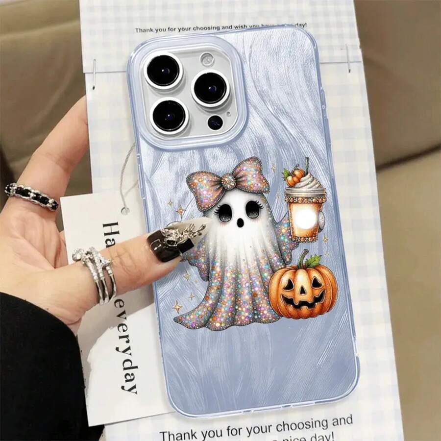Funda de gasa con diseño de calabazas para la temporada de otoño, ideal para Halloween, compatible con los modelos 17 a 11. Cuenta con orificios grandes y un diseño transparente de hilo, perfecto para los entusiastas. - transparente - Ver 1