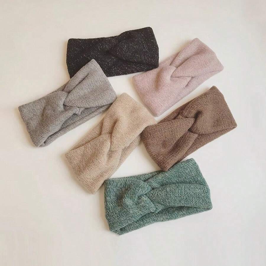 1pc Unisex Knitted Embroidered Solid Color Criss-Cross Fashion Headband, Elegant Street Style Hair Accessory, Bohemian Women Bandanas Women Hair Accessories Elegant Hair Band - Multicolor - View 1