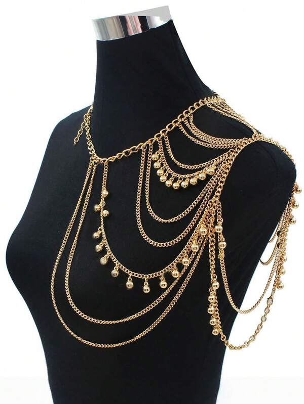 1pc Fashion Personalized Pendant, Random Quantity Tassel Chain, Versatile Street Style Punk Shoulder Strap, Sweet Cool Body Chain Design Accessory