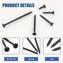 800pcs M2 Black - Screw Set, Locking Screws And Wood Screws - Durable Metal With Spiral Shank & Flat Head For Wood Repair & Appliance Assembly, Includes Convenient Storage Box