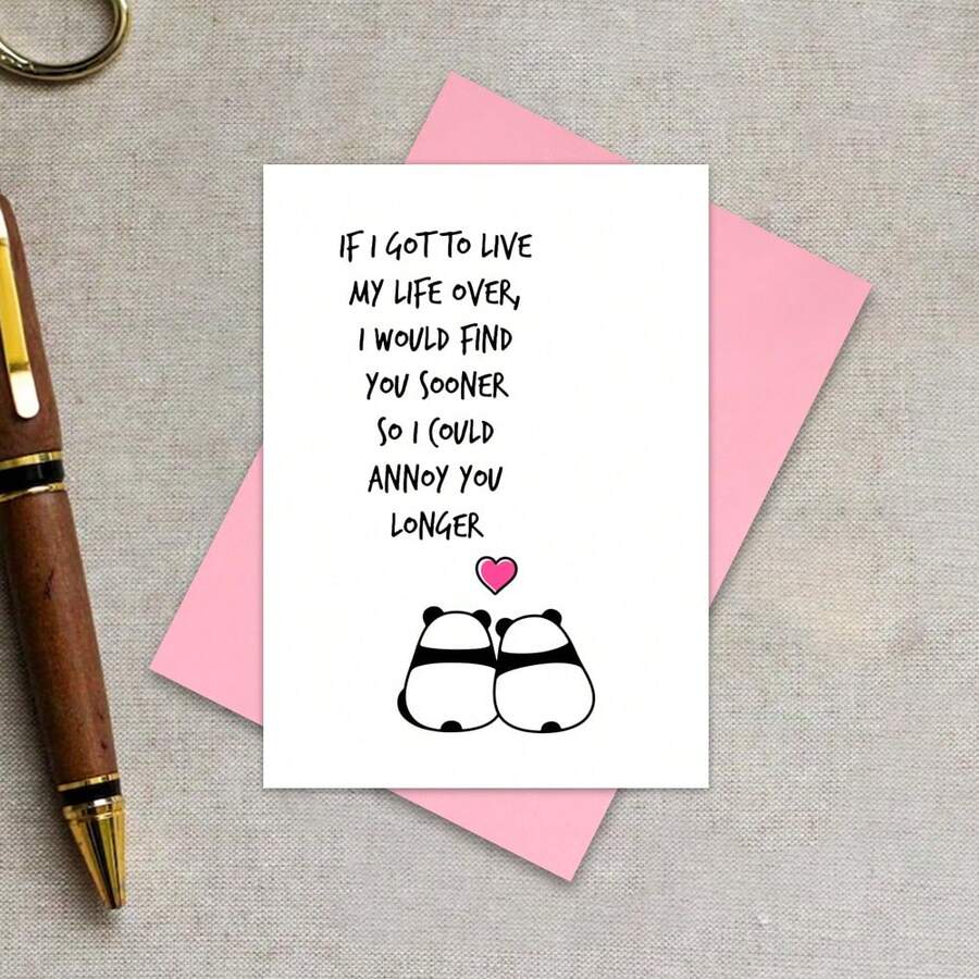 Cartão de aniversário romântico, cartão de Dia dos Namorados, cartão de esposa, cartão de marido, cartão de casal, parabéns, cartão de panda, aniversário, cartão de Natal, aniversário, obrigado, cartão "só porque sim"