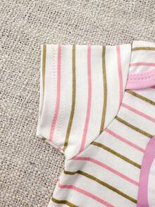 5 Pieces Cartoon Short Sleeve Baby Boy Girl Bodysuits Soft Pure Cotton Four Seasons - Hồng - Xem 5